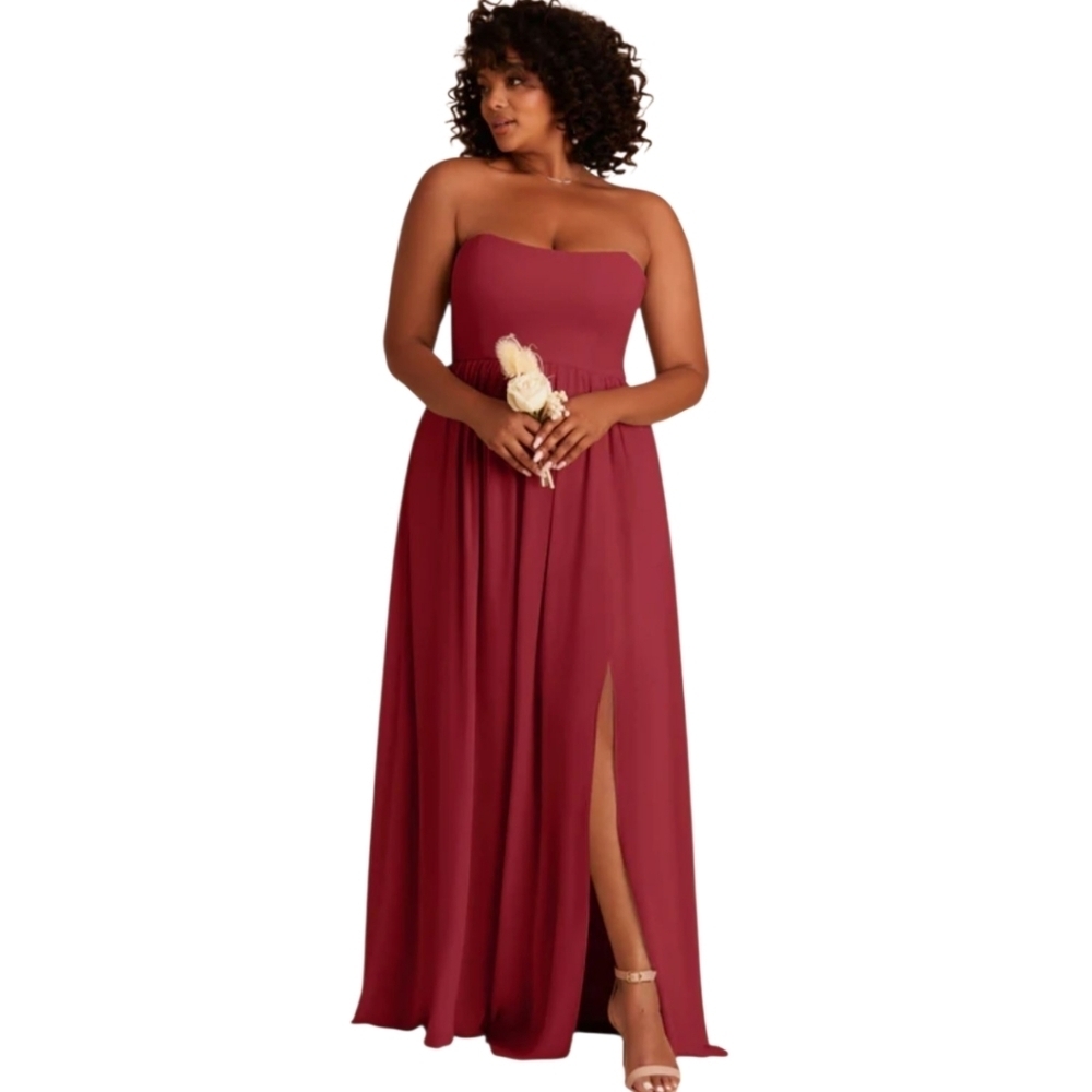 Birdy Grey Cabernet‎ Strapless Empire Waist Chiffon Long Gown Size  XL